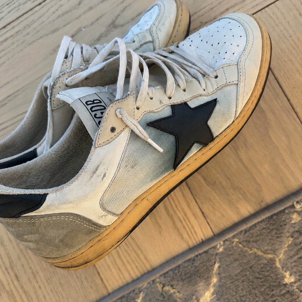 Golden Goose Superstar Distressed Sneakers Black Star Made in Italy